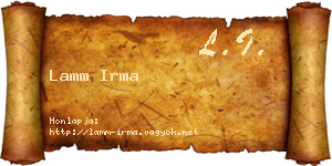 Lamm Irma névjegykártya
